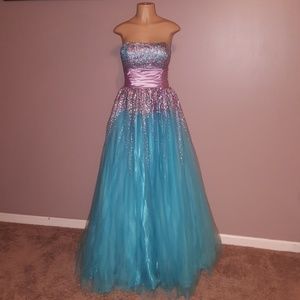 Blue and purple prom dress